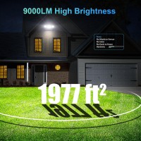 Lamvip 100W Led Flood Light Outdoor,9000Lm Outdoor Security Lights With 3 Adjustable Heads,Ip65 Waterproof 6500K,Daylight White, Exterior Floodlight For Garage Yard Patio Entryway