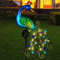 Dreamsoul Metal Peacock Garden Solar Lights Outdoor Decorative Garden Stake Lights- Waterproof Peacock Solar Landscape Led Path Lights Patio Yard Garden Lawn Outside Decoration