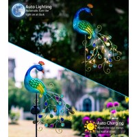 Dreamsoul Metal Peacock Garden Solar Lights Outdoor Decorative Garden Stake Lights- Waterproof Peacock Solar Landscape Led Path Lights Patio Yard Garden Lawn Outside Decoration