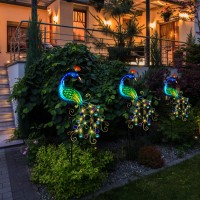 Dreamsoul Metal Peacock Garden Solar Lights Outdoor Decorative Garden Stake Lights- Waterproof Peacock Solar Landscape Led Path Lights Patio Yard Garden Lawn Outside Decoration