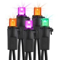 Brizled Purple Orange Green Halloween Lights 33Ft 100 Led 5Mm Wide Angle Halloween String Lights 120V Ul Listed Connectable Ha