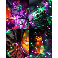 Brizled Purple Orange Green Halloween Lights 33Ft 100 Led 5Mm Wide Angle Halloween String Lights 120V Ul Listed Connectable Ha