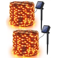 Brizled Orange Lights Halloween 2 Pack 3937Ft 120 Led Orange Fairy Lights Solar Powered Halloween Lights 8 Modes Waterproof