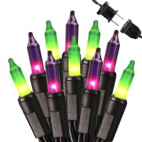 Brizled Waterproof Purple Green Halloween Lights 100 Count Incandescent Mini String Lights Ul Listed For Indoor Outdoor Use