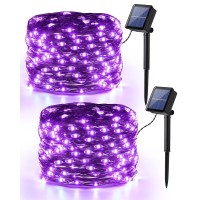 Brizled Purple Halloween Lights 3937Ft 120 Led Purple Fairy Lights Solar Powered Purple Lights 8 Modes Twinkle Outdoor Hallo