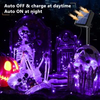 Brizled Purple Halloween Lights 3937Ft 120 Led Purple Fairy Lights Solar Powered Purple Lights 8 Modes Twinkle Outdoor Hallo