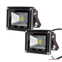 Glw Led Flood Light 2 Pack 10W 12V Ac Or Dc Warm White Outdoor Lights 750Lm 80W Halogen Bulb Equivalent Black Case For Trees Yar