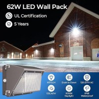 Cinoton 62W Led Wall Pack Light With Dusk To Dawn Sensor 8370Lm 100277V Outdoor Commercial Wall Lighting Ip65 Waterproof Secu