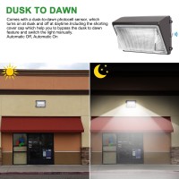 Cinoton 90W Outdoor Led Wall Pack Light With Dusk To Dawn Sensor, 12000Lm[450W Hid/Hps Equiv.] Ip65 Waterproof Security Flood Lights Commercial Lighting Fixture For Building Barn 5000K Daylight 1 Pack