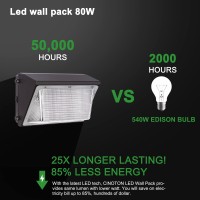 Cinoton 90W Outdoor Led Wall Pack Light With Dusk To Dawn Sensor, 12000Lm[450W Hid/Hps Equiv.] Ip65 Waterproof Security Flood Lights Commercial Lighting Fixture For Building Barn 5000K Daylight 1 Pack