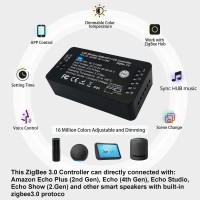 Gidealed Zigbee 3.0 Led Controller Pro Work With Hub Bridge Echo Plus For Rgbw Rgbww Rgbcct Light Strip,App/Voice Control Compatible With Alexa