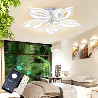 Kindlov Modern Led Ceiling Light,40W Flush Mount Ceiling Light, 3000K-6500K Dimmable Acrylic Leaf Petals Chandelier With App/Remote Control For Living Room, Bedroom, Dining Room