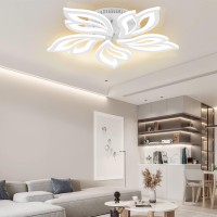 Kindlov Modern Led Ceiling Light,40W Flush Mount Ceiling Light, 3000K-6500K Dimmable Acrylic Leaf Petals Chandelier With App/Remote Control For Living Room, Bedroom, Dining Room