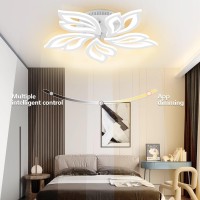 Kindlov Modern Led Ceiling Light,40W Flush Mount Ceiling Light, 3000K-6500K Dimmable Acrylic Leaf Petals Chandelier With App/Remote Control For Living Room, Bedroom, Dining Room