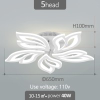 Kindlov Modern Led Ceiling Light,40W Flush Mount Ceiling Light, 3000K-6500K Dimmable Acrylic Leaf Petals Chandelier With App/Remote Control For Living Room, Bedroom, Dining Room