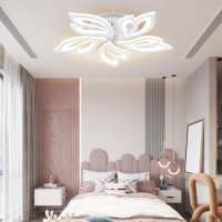 Kindlov Modern Led Ceiling Light,40W Flush Mount Ceiling Light, 3000K-6500K Dimmable Acrylic Leaf Petals Chandelier With App/Remote Control For Living Room, Bedroom, Dining Room