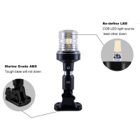 Aramox Led Fold Down Boat Stern Light Boat Anchor Light, 6.7In 5W Marine Boat Stern Anchor Signal Light White Navigation Lamp 3 Nautical Miles Ip66 Waterproof 180 Rotatable Base