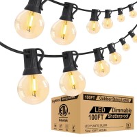 Lightdot 96Ft (2X48Ft) Outdoor Led Patio Lights, Etl Listed Led String Lights With Shatterproof Edison Vitage Bulbs, Commercial Grade Hanging Light For Patio Cafe Bistro Backyard