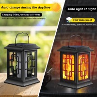 Haoyishu Solar Lanterns Outdoor Hanging Solar Lantern Flickering Flame Solar Lights Decorative Solar Garden Lanterns Outdoor Waterproof Led Lantern Lights For Garden Patio Pathway Yard, 2 Pack