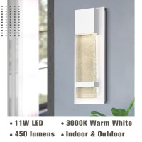 Emliviar Modern Led Wall Sconce, 14 Inch Indoor Outdoor Sconce Light With Bubble Glass, White Finish, 0395-Wd Wh