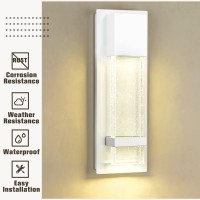 Emliviar Modern Led Wall Sconce, 14 Inch Indoor Outdoor Sconce Light With Bubble Glass, White Finish, 0395-Wd Wh