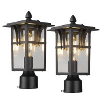 Darkaway Outdoor Post Lights Lamp Post Light Fixture, Waterproof Aluminum Housing With Glass, Fence Post Deck Lighting For Garden, Patio, Pathway (2 Pack, Black)