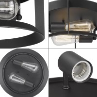 Darkaway Ceiling Light Fixtures Industrial Matte Black, Farmhouse Flush Mount Ceiling Light For Outdoor Porch Hallway Kitchen Living Room Bedroom 2-Light E26