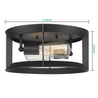 Darkaway Ceiling Light Fixtures Industrial Matte Black, Farmhouse Flush Mount Ceiling Light For Outdoor Porch Hallway Kitchen Living Room Bedroom 2-Light E26