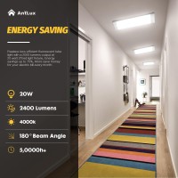 Antlux 2Ft Led Wraparound Puff Lights, 20W/2400Lm, 4000K, 2 Foot Kitchen Led Ceiling Lighting Fixtures, 24 Inch Led Linear Flush Mount Light For Laundry Closet Garage, Fluorescent Tube Replacement