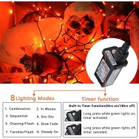 Orange Halloween Lights 82Ft 200 Led Orange Lights With 8 Modes Waterproof Low Voltage Halloween String Lights Orange String