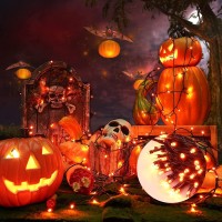 Orange Halloween Lights 82Ft 200 Led Orange Lights With 8 Modes Waterproof Low Voltage Halloween String Lights Orange String