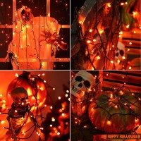 Orange Halloween Lights 82Ft 200 Led Orange Lights With 8 Modes Waterproof Low Voltage Halloween String Lights Orange String