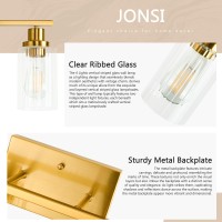 Jonsi Gold Bathroom Vanity Lights 4 Light Brushed Gold Bathroom Light Fixtures With Fluted Glass Shade Modern Gold Bathroom Li