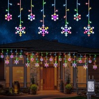 Christmas Snowflake Lights, 17.22Ft 264 Led Icicle Lights Outdoor With 22 Drops, 8 Modes Waterproof Connectable Christmas Light For Eaves, Wedding, Garden, Yard, Indoor Outdoor Xmas Decor (Multicolor)