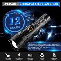 Flashlights Led High Lumens Rechargeable, Goreit 950000 Lumens Xhp70.2 Super Bright Flashlight, Flash Light Battery Powered, Powerful Handheld Flashlight With Holster For Emergency Camping Hiking Gift