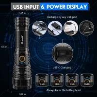 Flashlights Led High Lumens Rechargeable, Goreit 950000 Lumens Xhp70.2 Super Bright Flashlight, Flash Light Battery Powered, Powerful Handheld Flashlight With Holster For Emergency Camping Hiking Gift