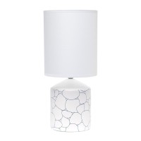 Spruce up the lighting in your home with this fashionably designed table lamp A beautiful repeat pattern printed on the base is paired effortlessly with a clean white fabric shade With a variety of color and print options available you are bound to find t