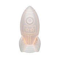 White Rocket Ship Porcelain Table Lamp