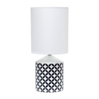 Spruce up the lighting in your home with this fashionably designed table lamp A beautiful repeat pattern printed on the base is paired effortlessly with a clean white fabric shade With a variety of color and print options available you are bound to find t