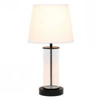 Encased Metal And Clear Glass Table Lamp White On Black