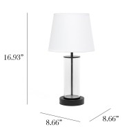 Encased Metal And Clear Glass Table Lamp White On Black