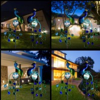 Viveta Garden Solar Lights Decorative 2 Pack Metal Peacock Solar Lights Stake For Outdoor Garden Patio Yard Lawn Decorations