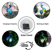 Viveta Garden Solar Lights Decorative 2 Pack Metal Peacock Solar Lights Stake For Outdoor Garden Patio Yard Lawn Decorations