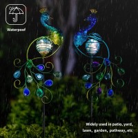 Viveta Garden Solar Lights Decorative 2 Pack Metal Peacock Solar Lights Stake For Outdoor Garden Patio Yard Lawn Decorations