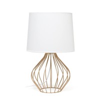 Geometrically Wired Table Lamp White On Copper