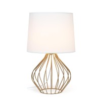 Geometrically Wired Table Lamp White On Copper