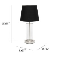 Encased Metal And Clear Glass Table Lamp Brushed Nickel And Black