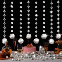 Sumind 8 Packs Disco Ball Party Decorations Mini Disco Ball Ornaments Silver Hanging Disco Ball Reflective Mirror Disco Ball For