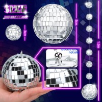 Sumind 8 Packs Disco Ball Party Decorations Mini Disco Ball Ornaments Silver Hanging Disco Ball Reflective Mirror Disco Ball For