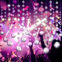 Sumind 8 Packs Disco Ball Party Decorations Mini Disco Ball Ornaments Silver Hanging Disco Ball Reflective Mirror Disco Ball For